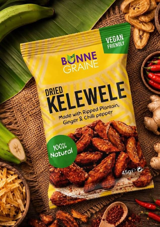 Dried Kelewele packaged in a flat pouch